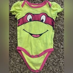 Ninja Turtle Vintage Baby One Piece Pink Glitter 3-6 Months